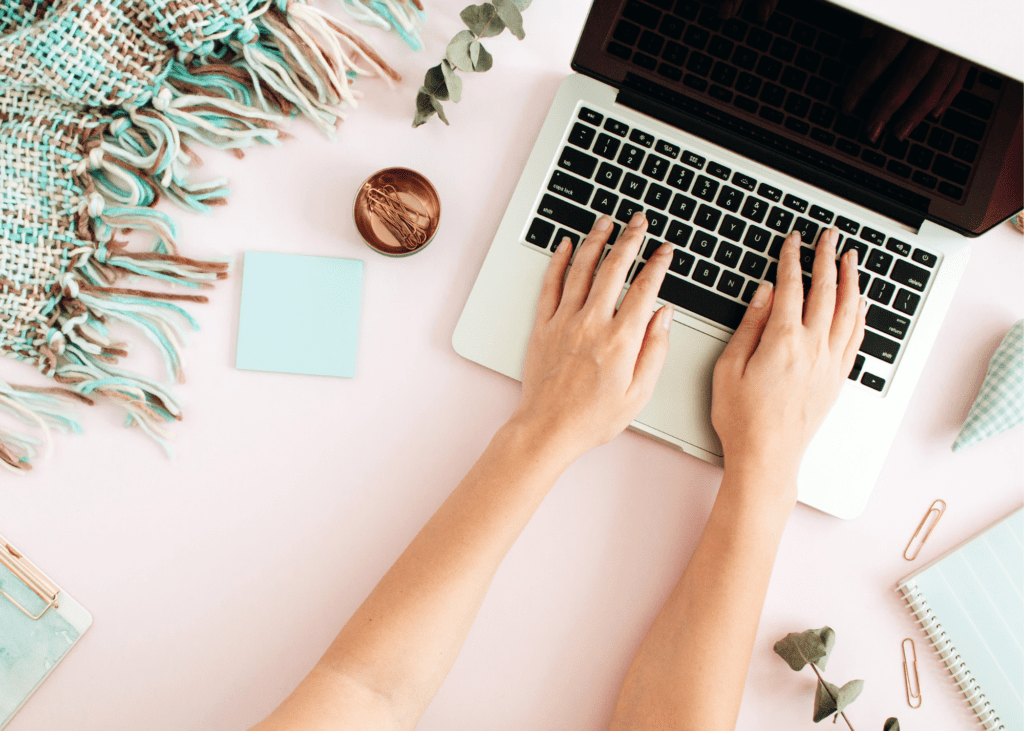 business woman typing